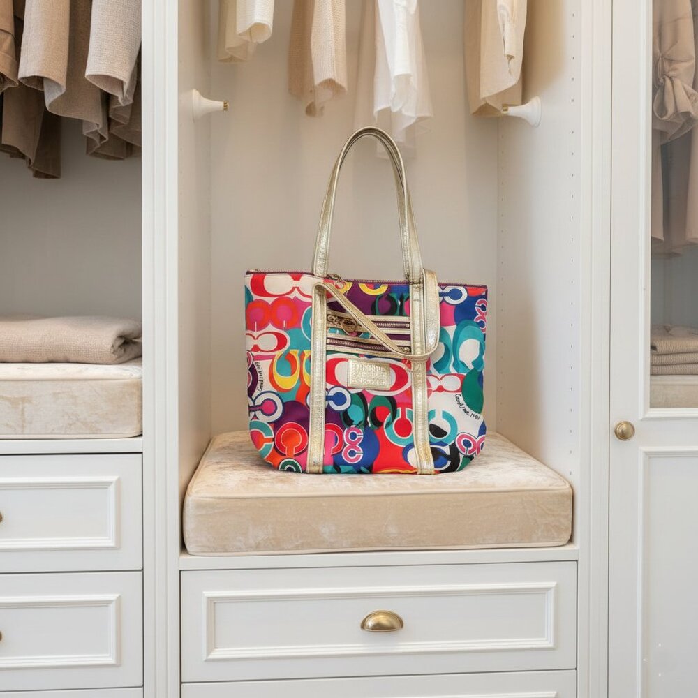 Coach Poppy Pop Signature C Glam Tote #13839